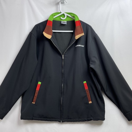 Burger King BK Crew Manager Jacket Black Fleece Lined Soft Shell Uniform Large