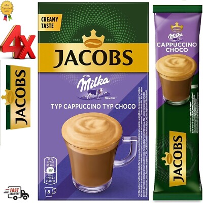 Jacobs Cappuccino Milka Choco Instant Coffee 32 x 15.8g (4 Packs Total)