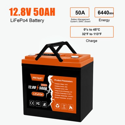 12.8V 50Ah LiFePO4 Lithium Battery 50A BMS Deep Cycles for Solar Charging
