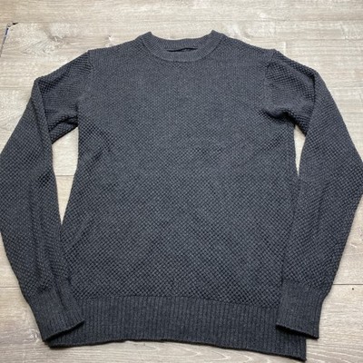Line of Trade Sweater Mens L Gray Waffle Knit Crew Neck Cotton Blend Pullover
