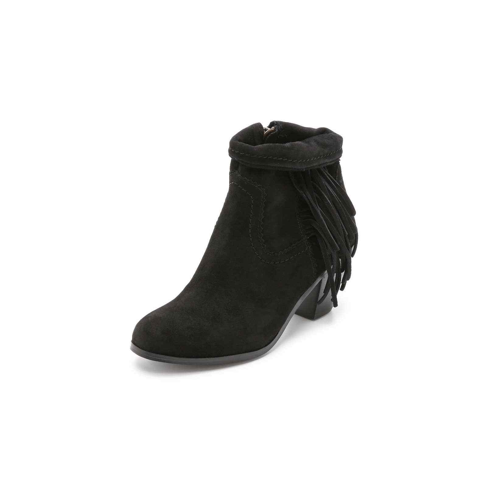

Женские ботинки Sam Edelman до щиколотки Louie с бахромой, черные замшевые 40 евро, 10 долларов США, Черный