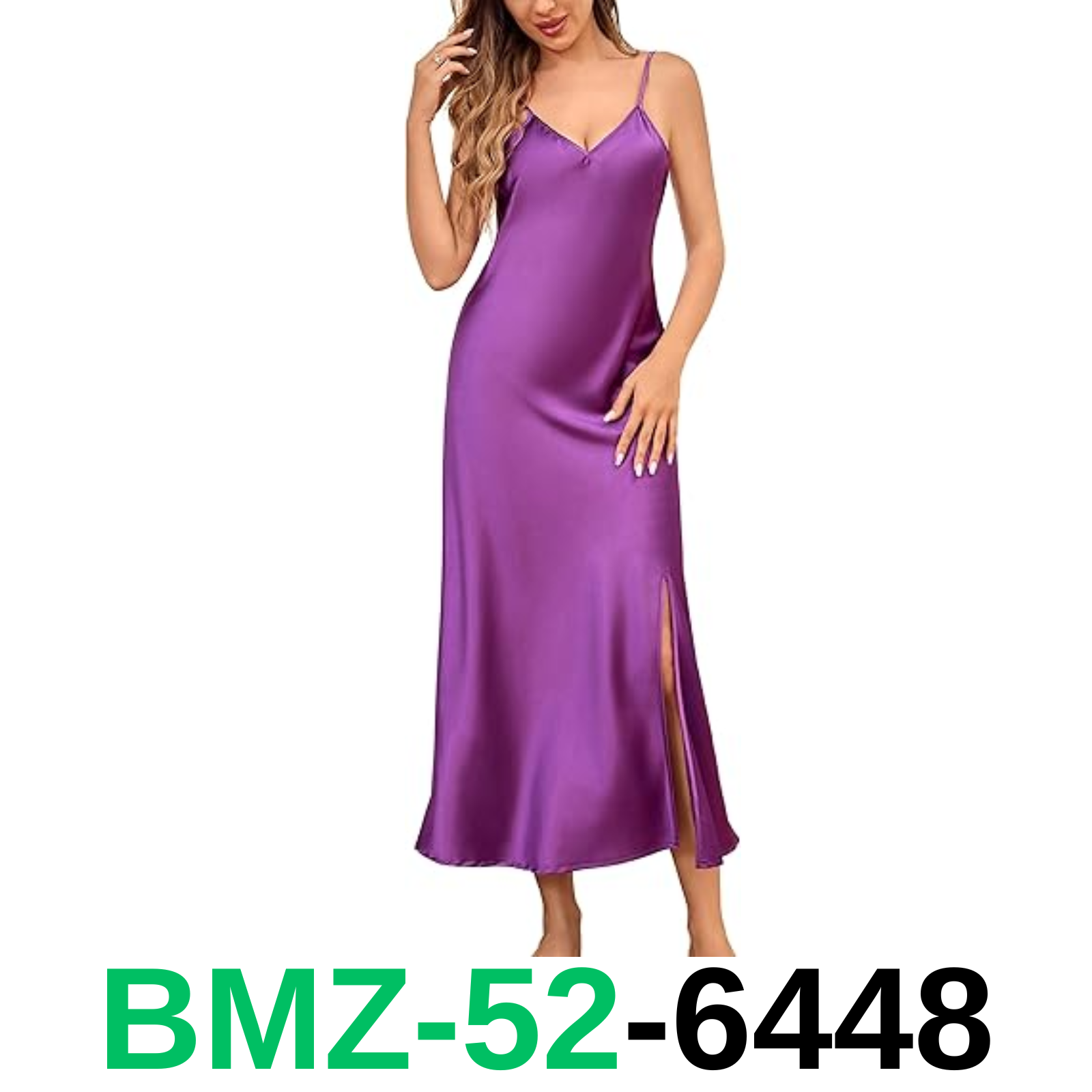 ALCEA ROSEA Women's Open Back Long Satin Slip Dress Adjustable Spaghetti Strap,M