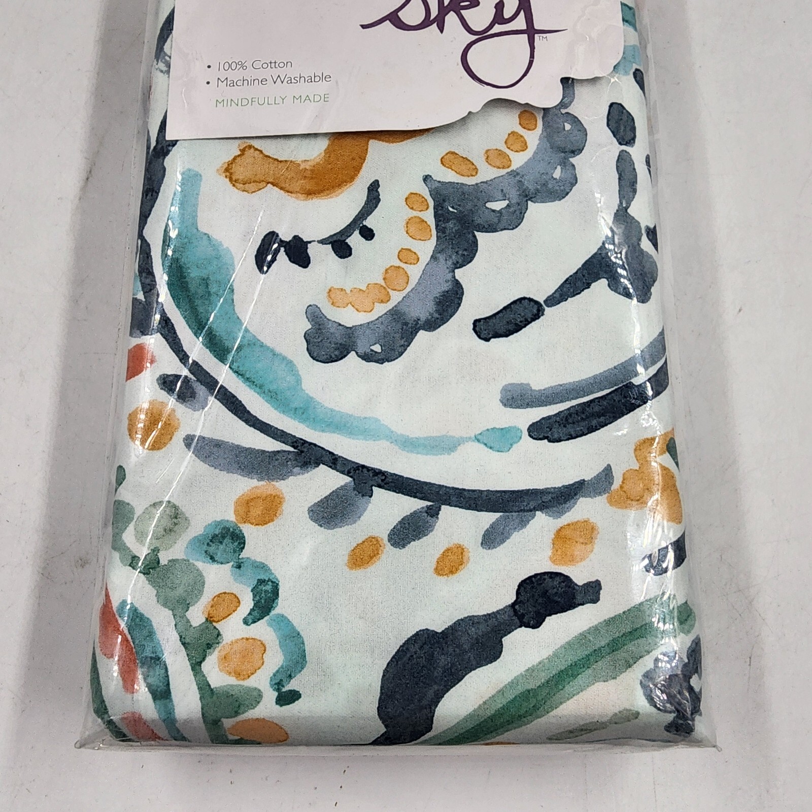 Sky Ophelia Euro Pillow Shams 2-Piece Set Green Multi Button Closure - Picture 5 of 13