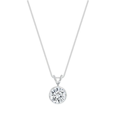 Pre-owned Shine Brite With A Diamond 1.75 Ct Round Cut Solid Real 14k White Gold Solitaire Bezel Pendant 18" Necklace In White/colorless