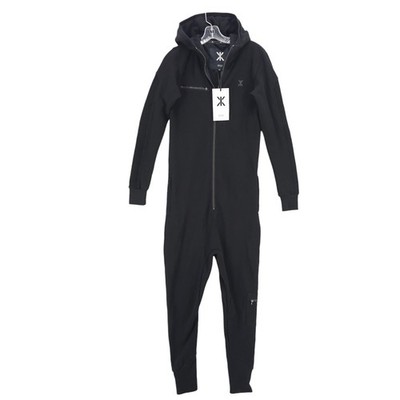 NWT ONEPIECE Slow Jumpsuit Black Hooded Cotton Blend Long Sleeve Unisex Size XS