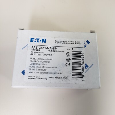 EATON FAZ-C4/1-NA-SP IEC Mini Circuit Breaker,4A,1P,277/480V
