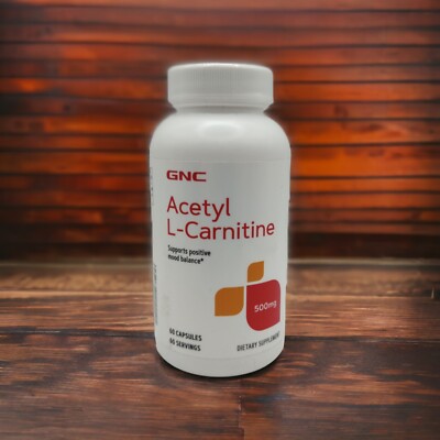 GNC Acetyl L-Carnitine 500mg 60 Capsules Positive Mood Balance EXP 7/25