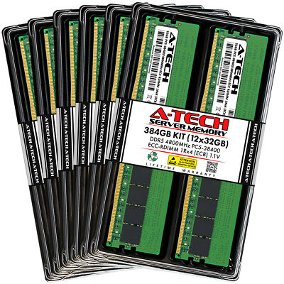 384GB 12x32GB PC5-4800 EC8 RDIMM Supermicro 1015CS-TNR 1116CS-TN Memory RAM