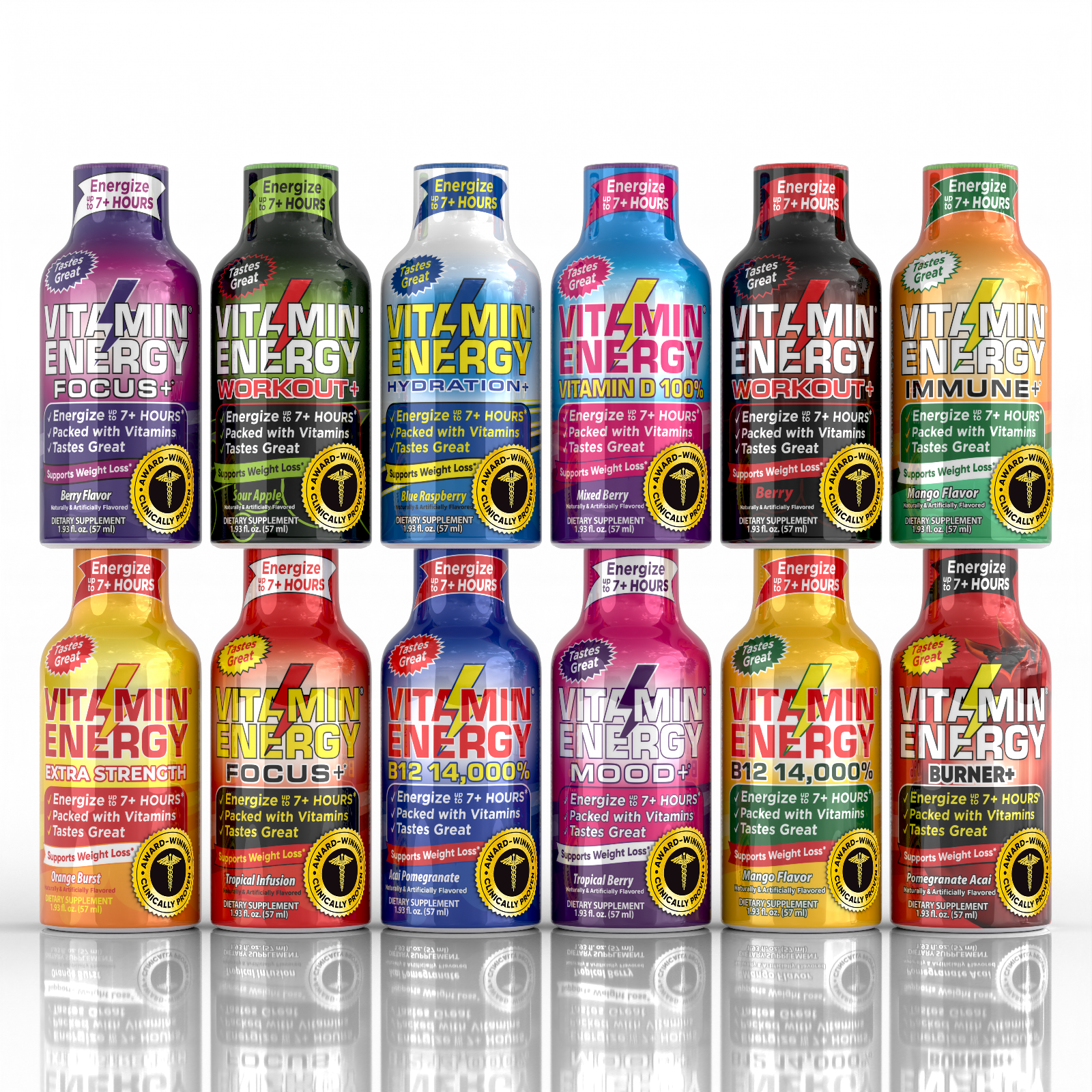 (12 Pack) Vitamin Energy® Variety Pack Energy Shots, Clinically Proven