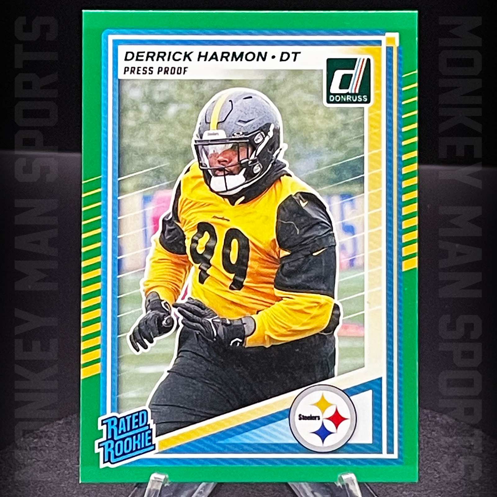 2025 Donruss - Derrick Harmon Rated Rookie RC - #391 PRESS PROOF GREEN STEELERS