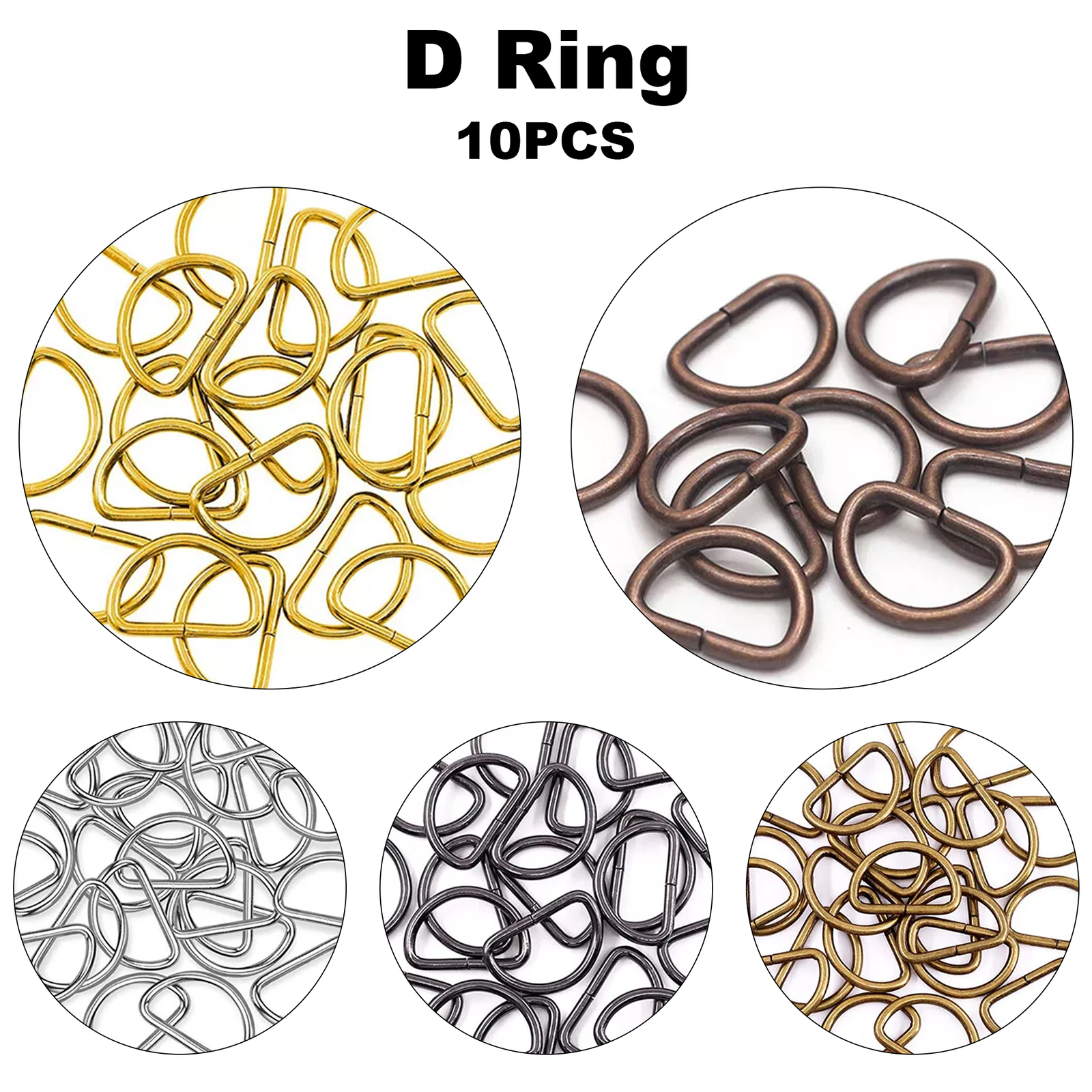 D Rings Heavy Duty Moulded Metal Buckle 15-38mm Webbing Bag Straps Pet Collar