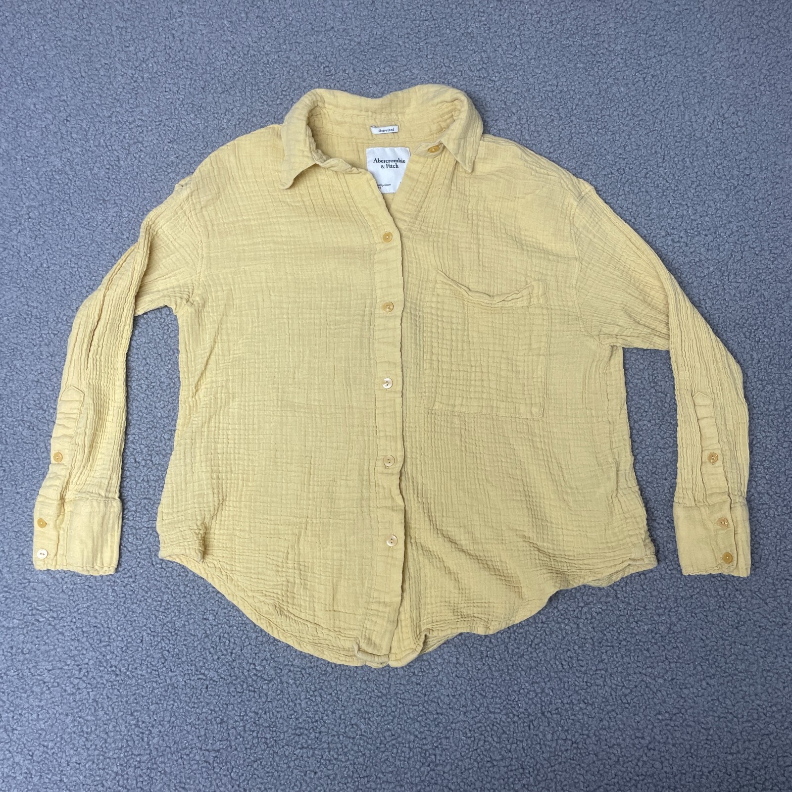 Abercrombie & Fitch Shirt Womens XS Oversized yellow gauze