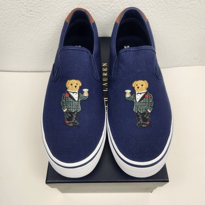 Ralph Lauren Polo Thompson Slip On Sneaker Embroidered Bear Size 12D NIB Blue