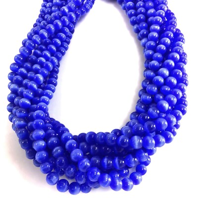 6mm Cat Eye Glass Beads Smooth Loose Round Bead 14'' Cat's Eye Bead CraftBeaded