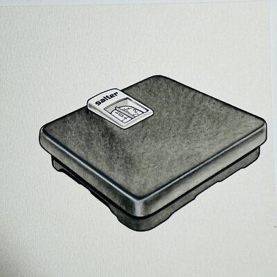 1960s Original Commercial  Advertising  pen and ink illustration , Salter Scales