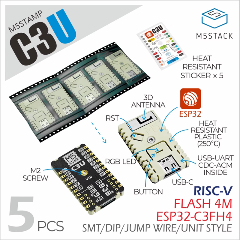 Official M5Stamp C3U (5pcs)