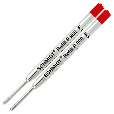2 Pack - Schmidt P900 Red Fine Nib Parker Style Ballpoint Refill