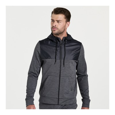 

Мужская толстовка с капюшоном на молнии Saucony Solstice, черная вересковая одежда, Black heather