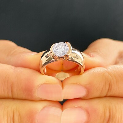 Pre-owned Gia Certified 14k Solid Rose Gold Round Cut Diamond Engagement Ring Bezel 1.20ct In White