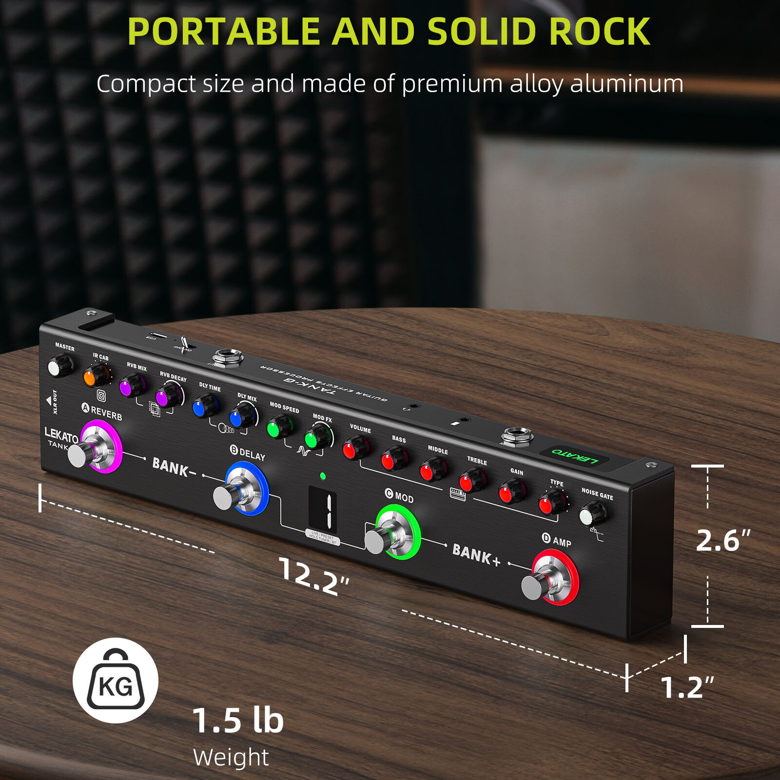 LEKATO Tank-G Multi Effects Guitar Pedal with 36 Presets Editable