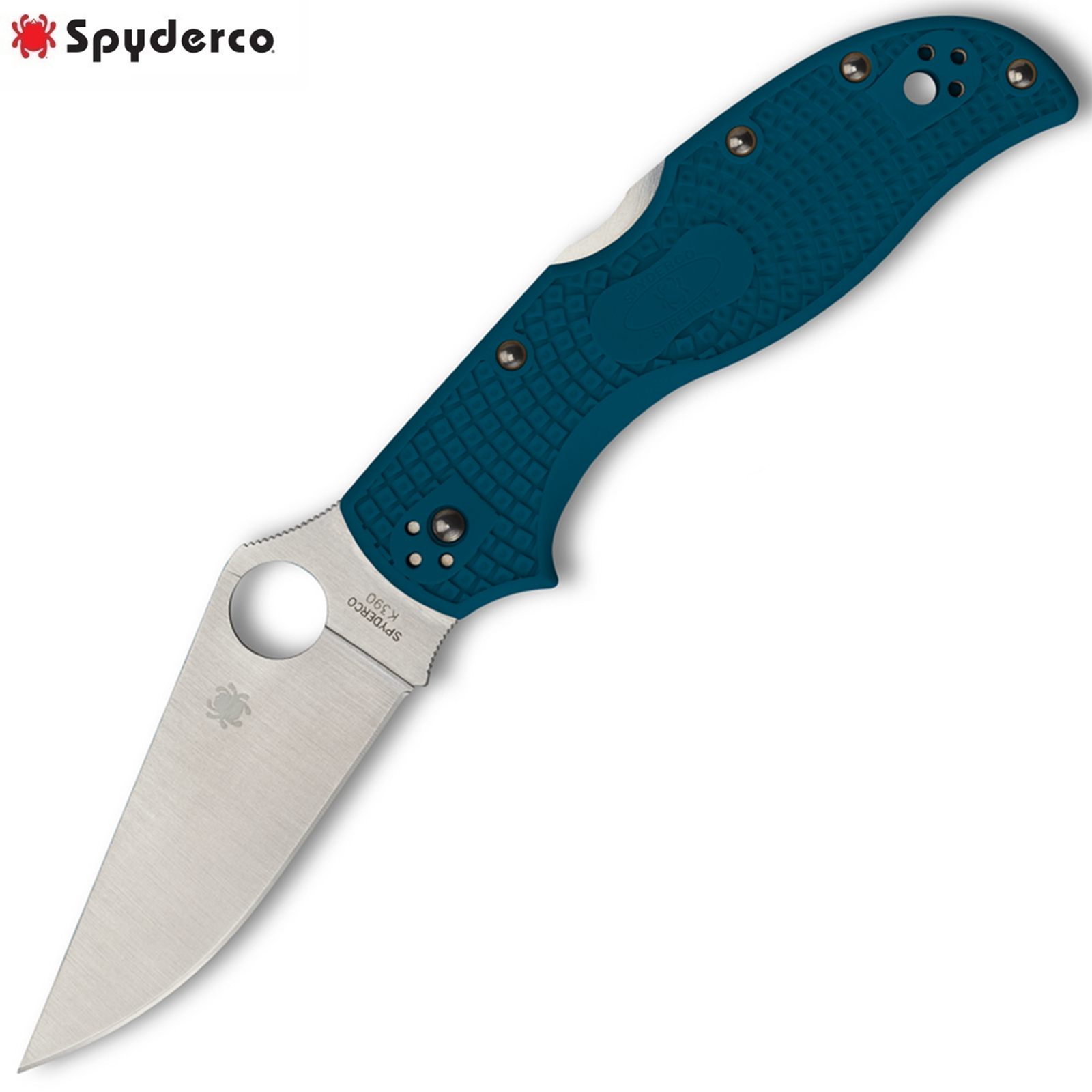 Spyderco Stretch 2 K390 Straight Spine Plain Blade Blue FRN Spyderco Stretch 2 K390 Straight Spine Plain Blade Blue FRN