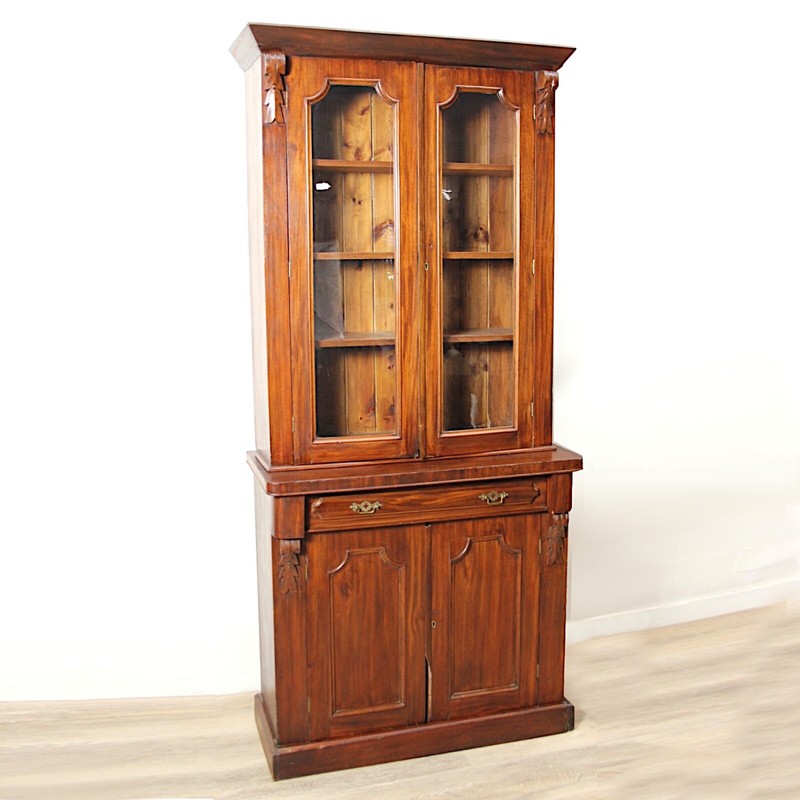 Credenza antica mobile libreria vetrina d'epoca 800 inglese in legno di