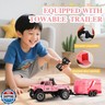 hehred Mini RC Truck,1:64 Scale Monster Truck Remote Control Car with Lights, 2.4Ghz Remote Control RC Car and Trailer, Speed and Steering Adjustable (Pink)