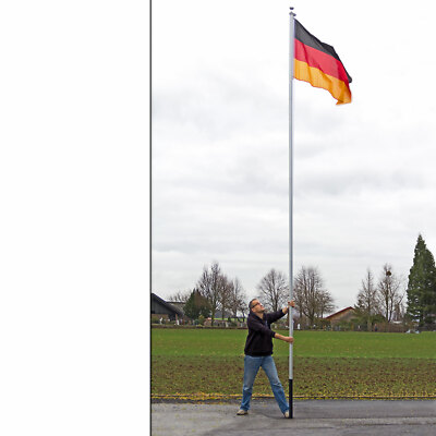 Fahnenmast Flaggenmast Alu Steckbar 6,10m mit Deutschland Fahne 921185