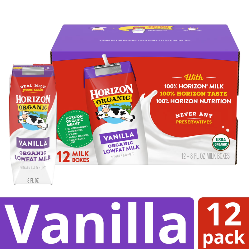 Shelf Stable 1% Lowfat Vanilla Milk Boxes, 8 Fl Oz, 12 Count
