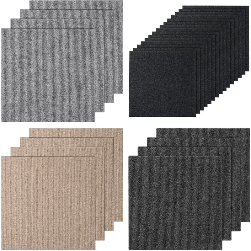 VEVOR Peel and Stick Carpet Tile Self Adhesive Floor 12/16/20/24pcs