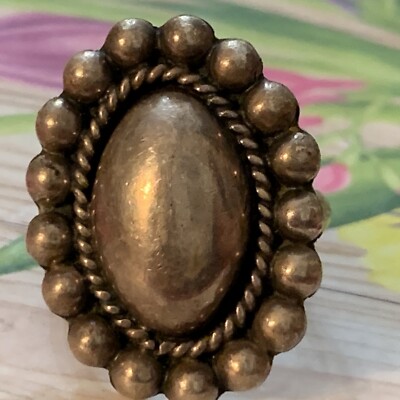 VTG DESIGNER SIGNED CII MEXICO 925 BEADED CONCH BAND SOUTHWESTERN RING SZ 7.5