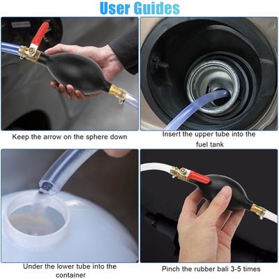 Portable Gas Transfer Siphon Pump Gasoline Hose Oil Water Fuel Petrol Hand Pump