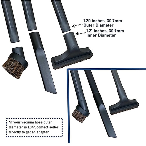 MaximalPower Vacuum Attachments Accessories Cleaning Kit Brushes for 1 1/4" Hose