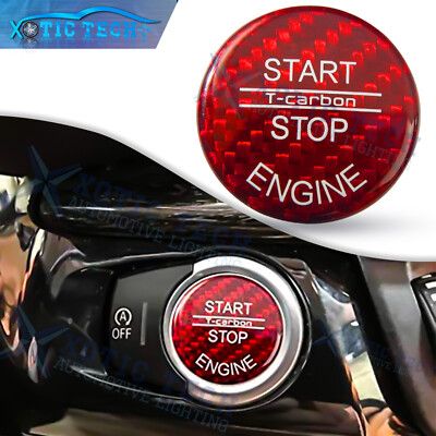 Red Carbon Fiber Cap Trim for BMW Keyless Start Stop Button F30 F31 2 3 5 Series
