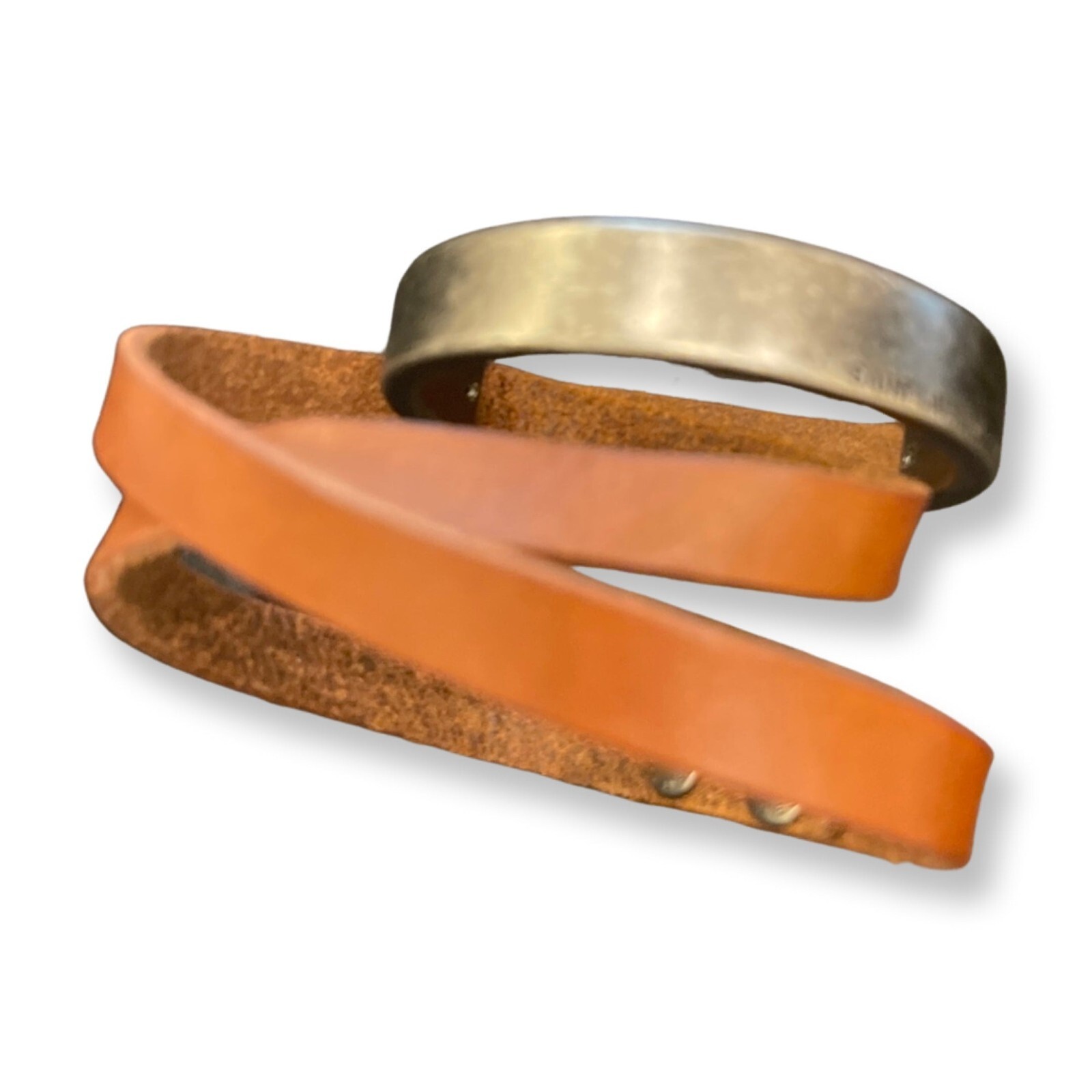 Saint Laurent Giglio Wrap Bracelet Brown Calf Leather Gold