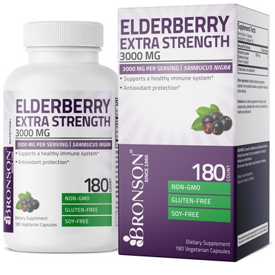 Elderberry Extra Strength 3000 мг с бузиной черной 180 капсул