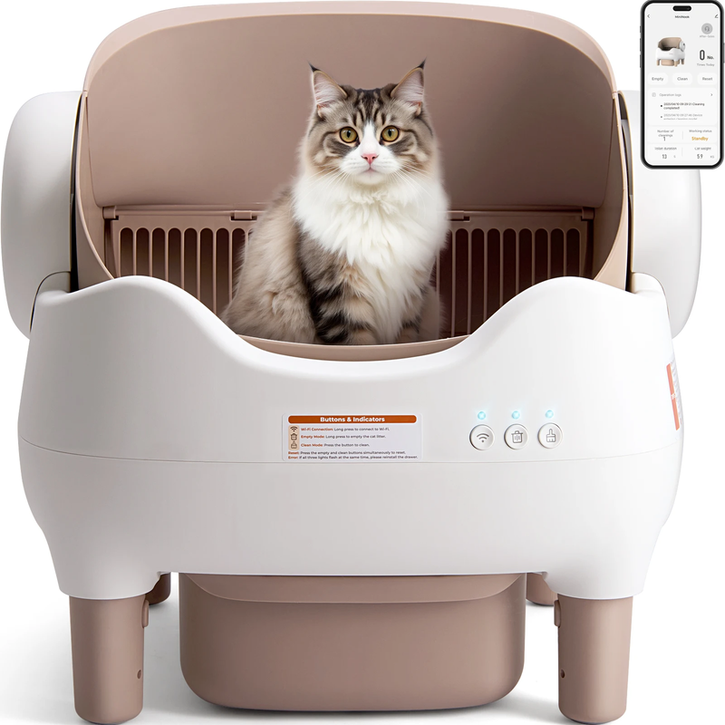 Self Cleaning Automatic Cat Litter Box with APP Control Odor Free Large Open Top