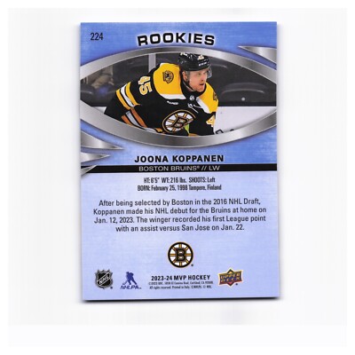 2023 Upper Deck MVP #224 Joona Koppanen RC Rookies