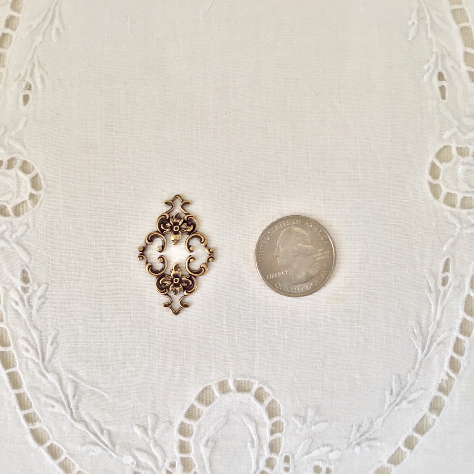 Vintage Swarvorski Crystals adorn Victorian French Baroque Filagree earrings.