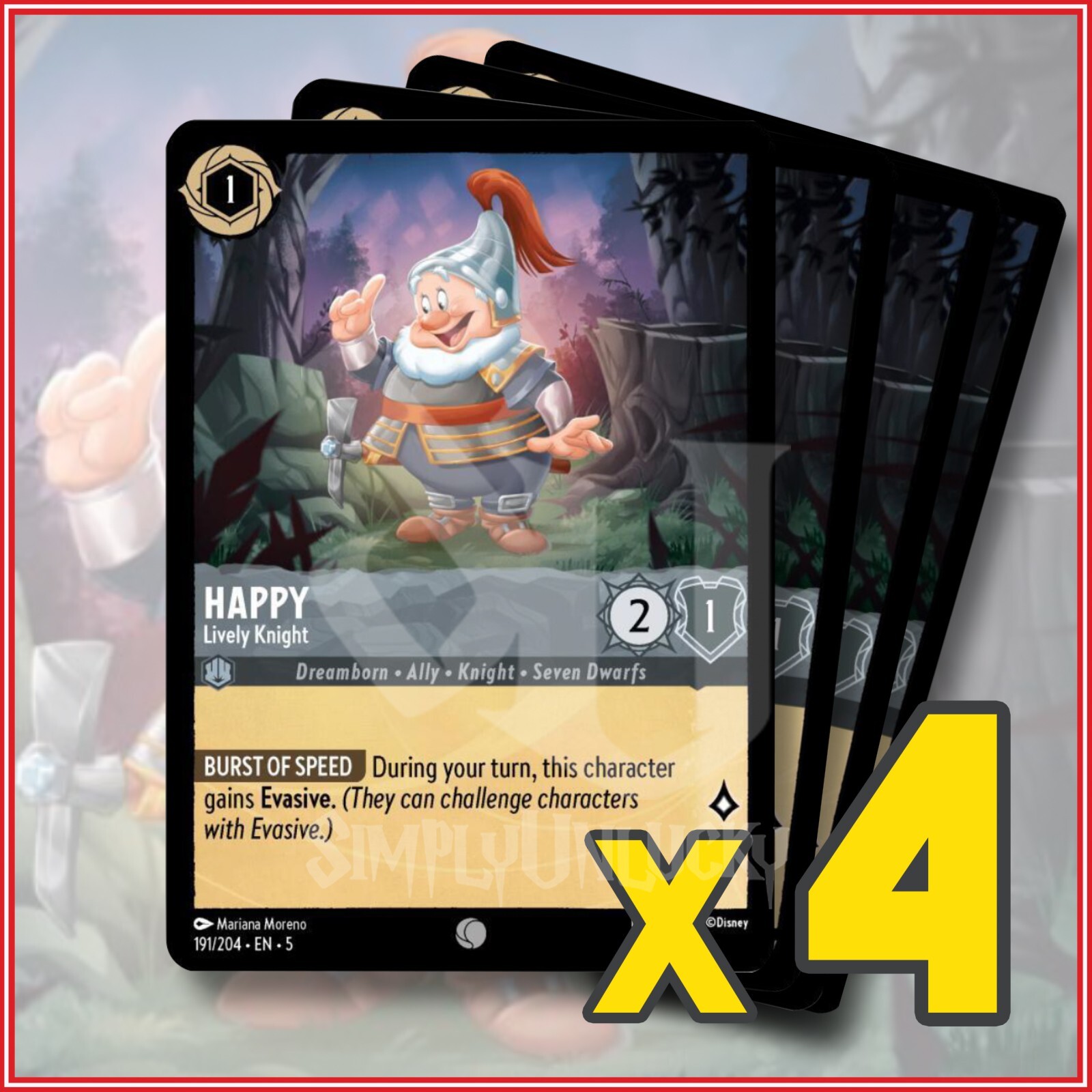 Disney Lorcana: 2024 Happy Lively Knight 191/204 x4 | Common