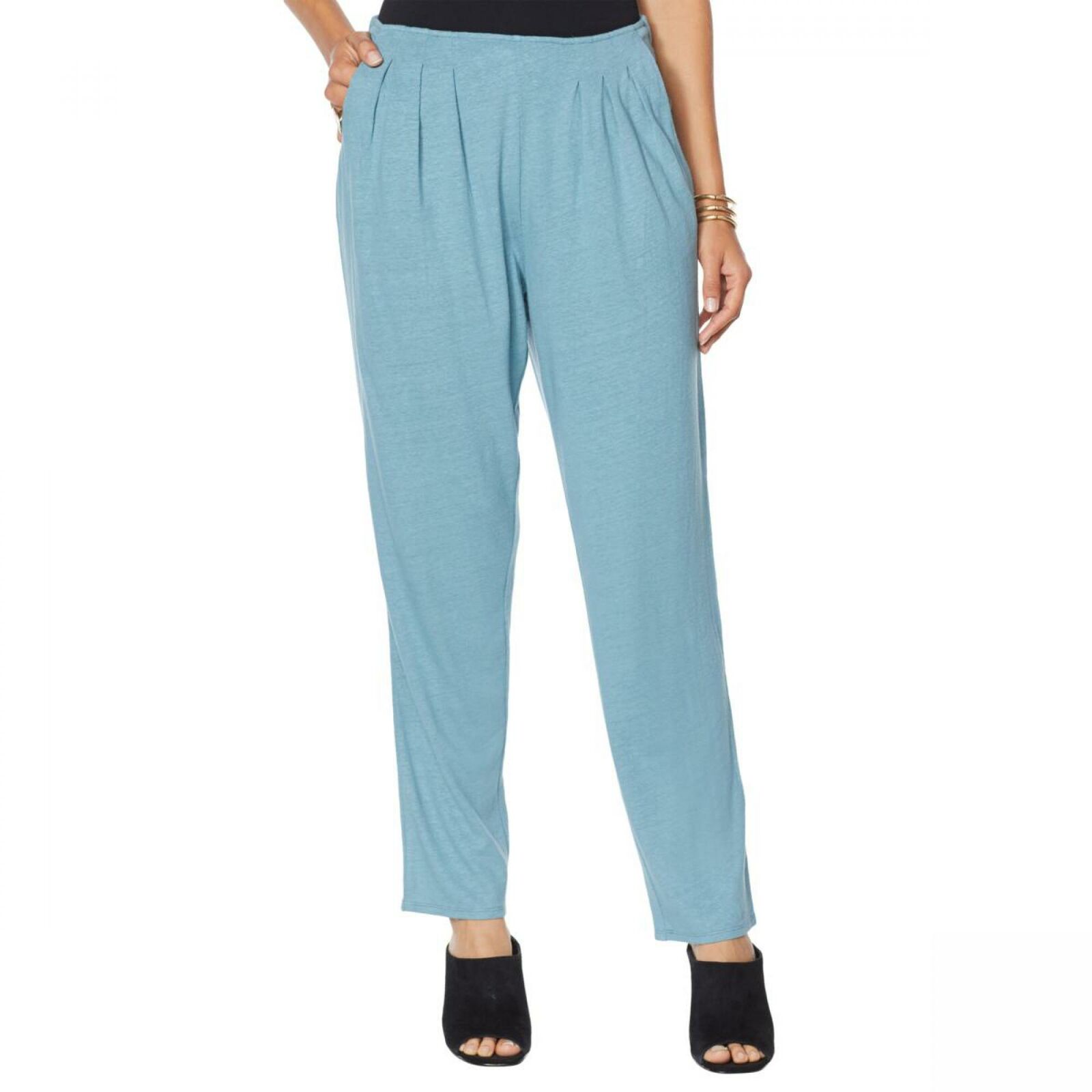 NWT MarlaWynne Womens Pull-On Linen Jersey Slouch Ankle Pant. 693826 | eBay