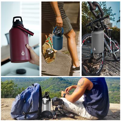 Half Gallon Insulated Water Bottles With Straw Lid64oz Large stainless Steel Wat