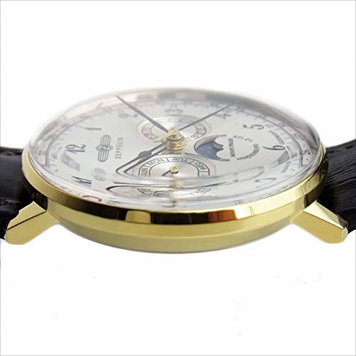 Pre-owned Zeppelin Watch 7038-1 Hindenburg Quartz 40 Mm Leather Belt