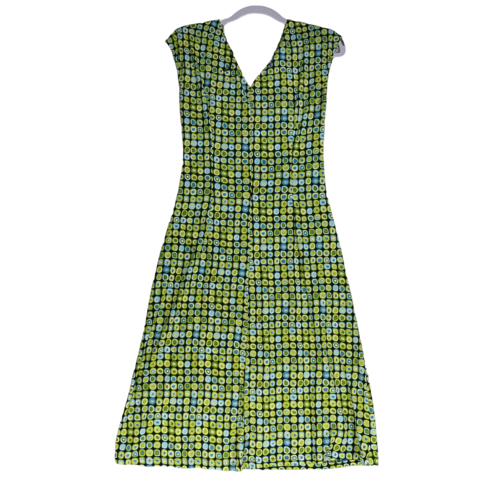 Lady Hathaway Dress Womens 4 Green Retro Print Knit Stretchy Classic Comfy