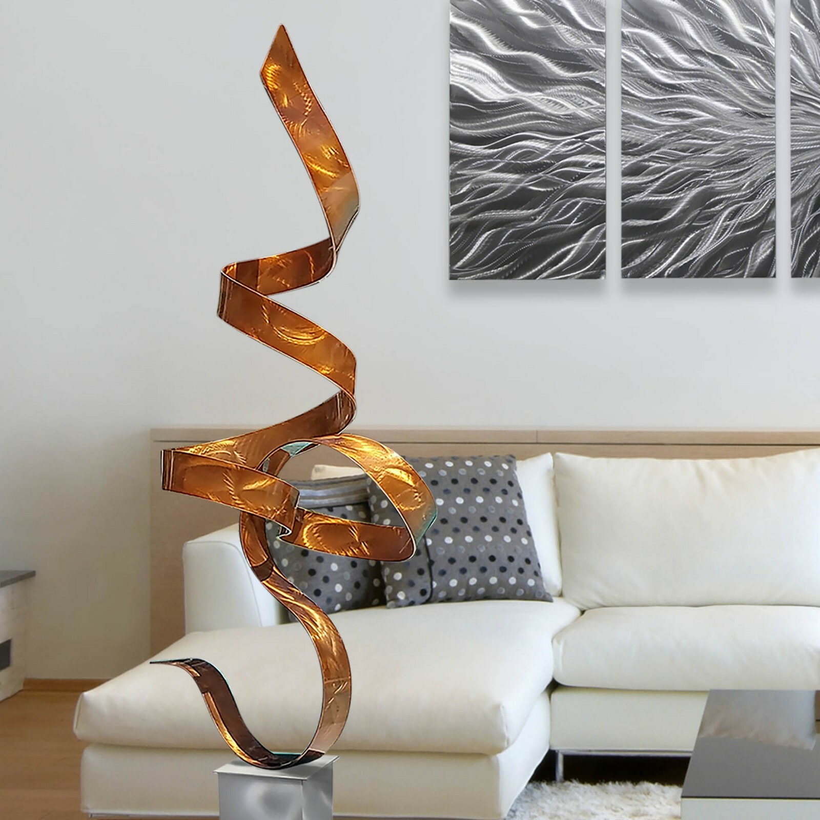 Large Metal Sculpture Modern Copper Garden Art Indoor Outdoor Decor Jon