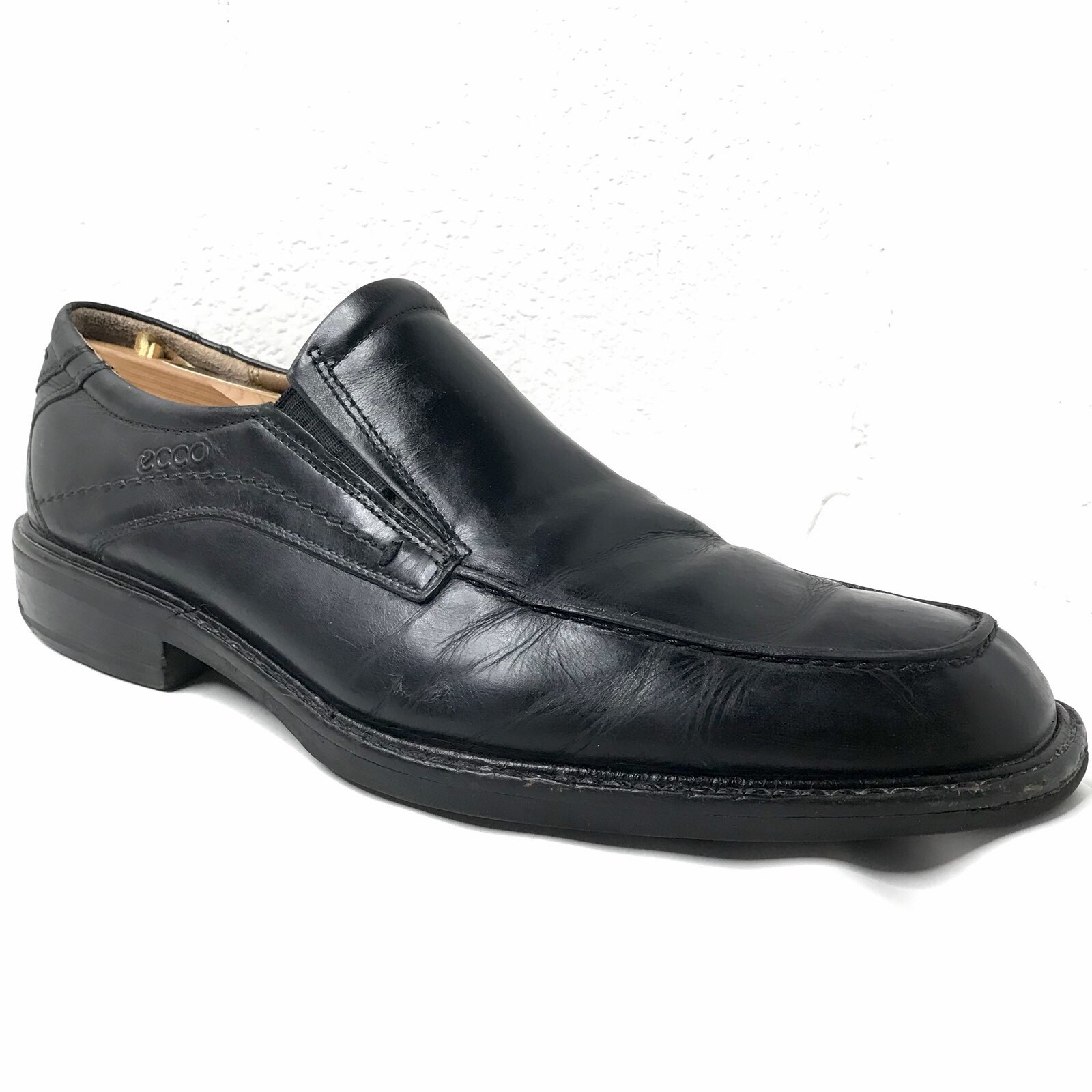 ECCO Loafers Black Leather Slip On 