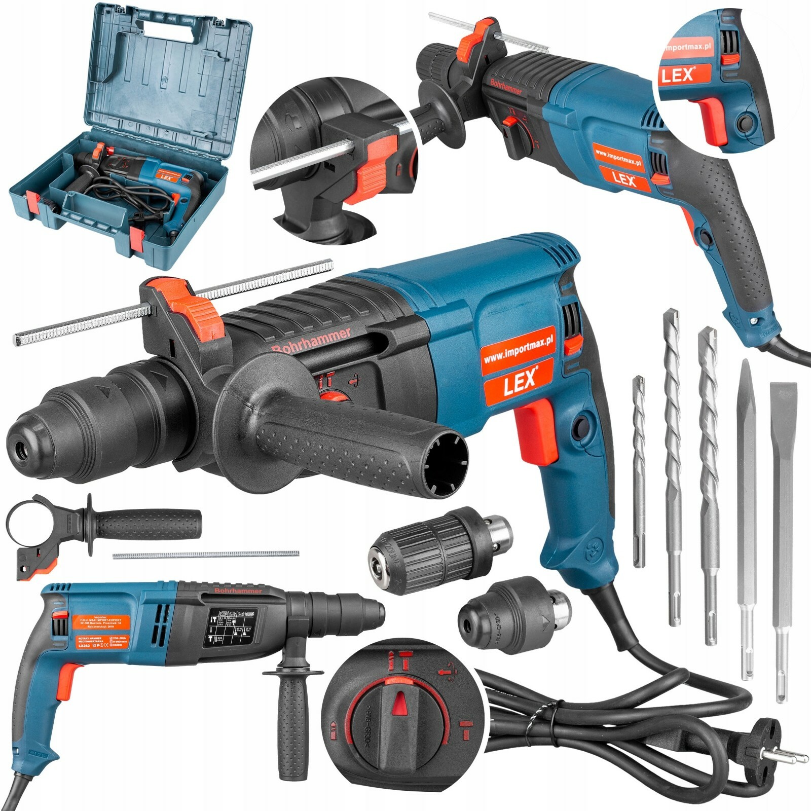 Schlagbohrmaschine 2500W mit Koffer und Zubehör Bohrmaschine Schlagbohrer SDS+
