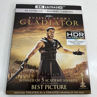 GLADIATOR 4K + Blu-ray + Slipcover Russell Crowe No Digital