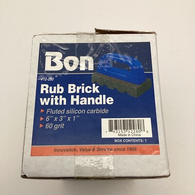 Bon 6-Inch by 3-Inch By 1 In Rub Brick with Handle, 60 Grit