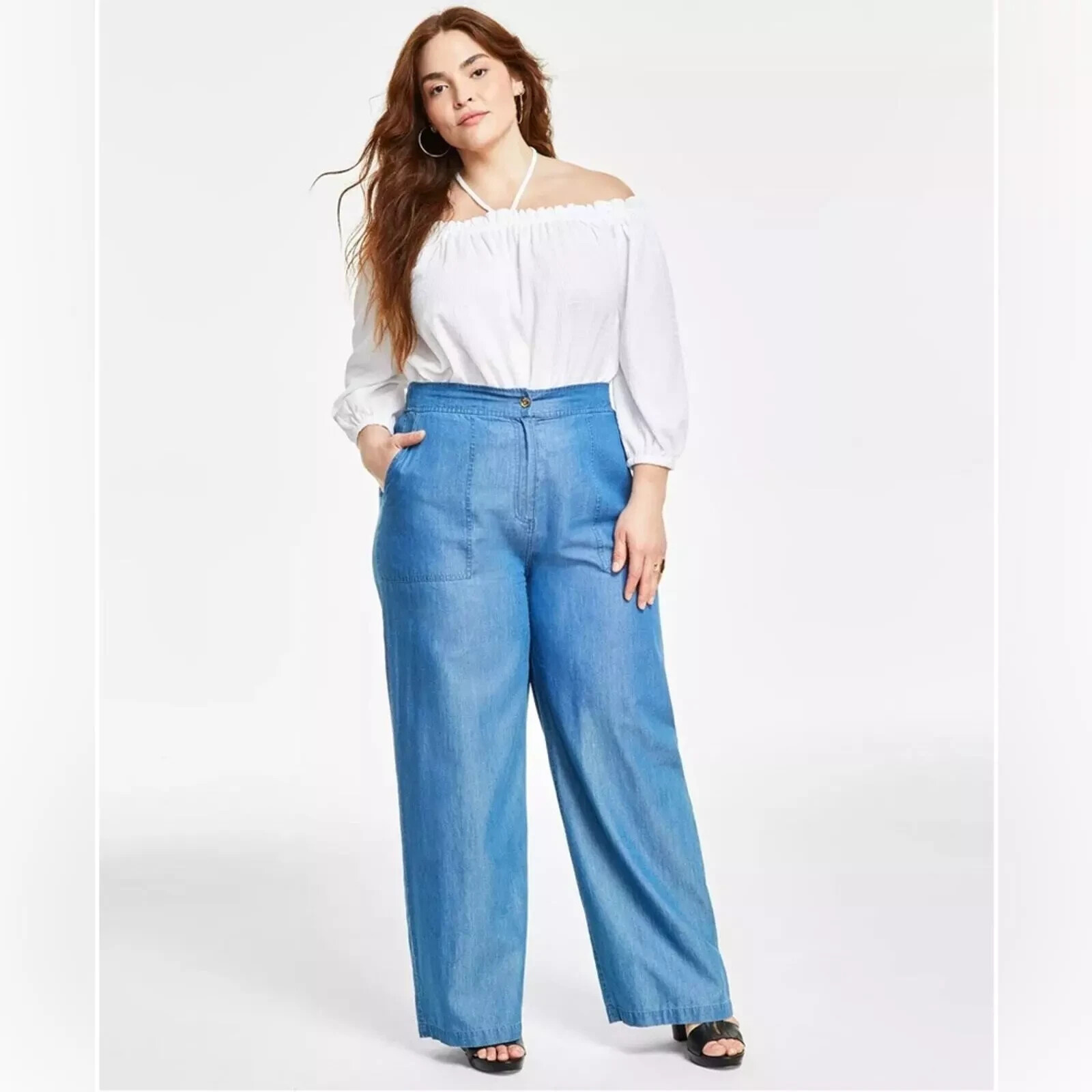 パンツ Michael Kors Woman Pants Blue MS330H2ENX 409 Crepe Wide-Leg Pants | Michael Kors [US]